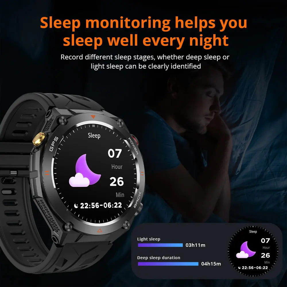 Waterproof GPS Fitness Smart Watch with Bluetooth Call and 650mAh Battery