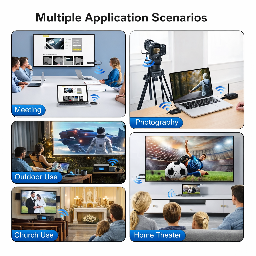 Wireless HDMI Video Transmitter Receiver 1080P Display Extender 50M Range for Laptop PC to TV Projector
