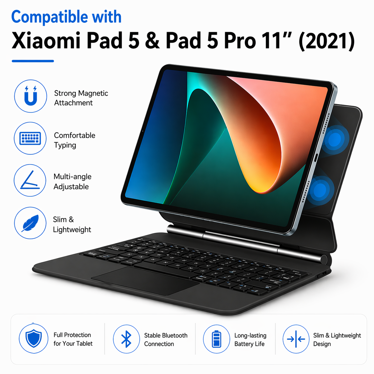 Magnetic Keyboard Case with Trackpad for Xiaomi Pad 5 & Pad 5 Pro 11” (2021)