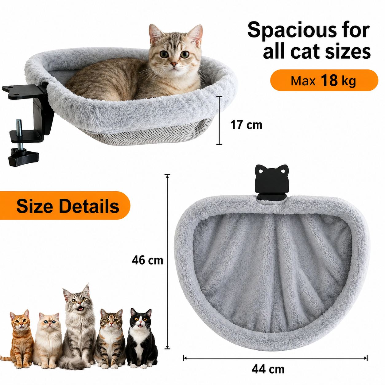 Foldable Cat Desk Hammock Bed Semi Circular Table Perch