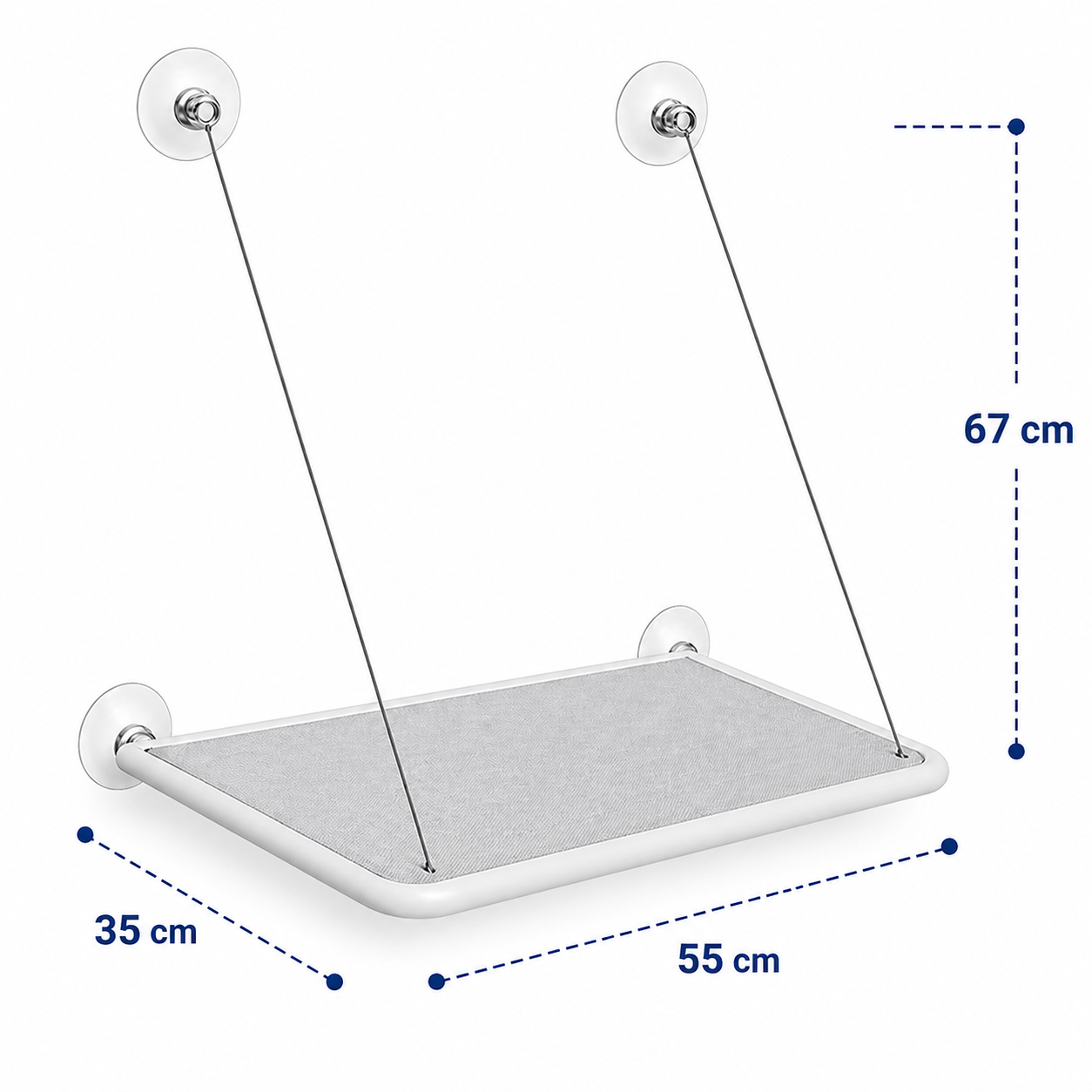 White Cat Window Hammock Suction Cup Mounted Hanging Perch Space Saving Pet Lounge