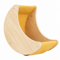 Light Brown Crescent Moon Shaped Wooden Cat Wall Shelves Space Saving Pet Furniture