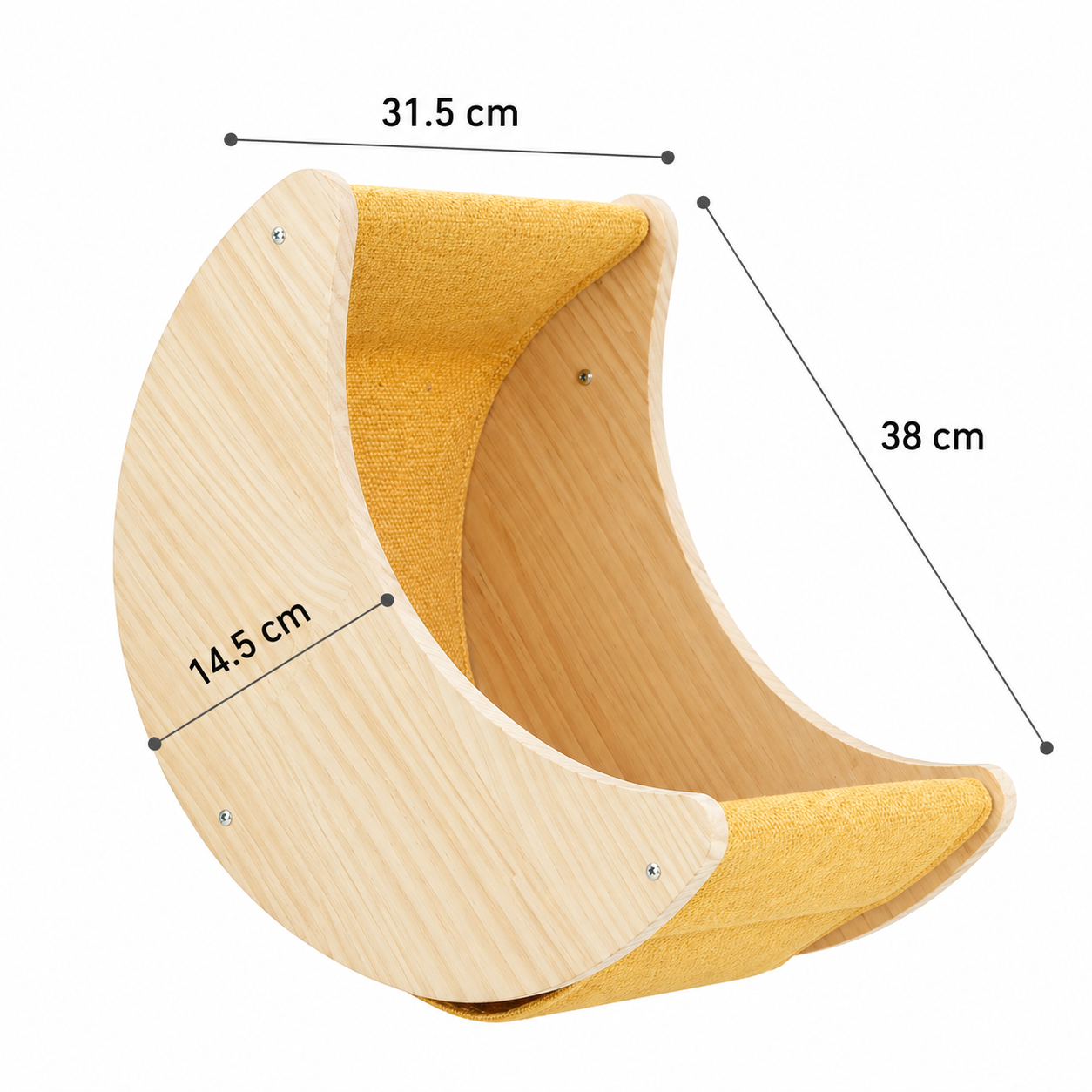 Light Brown Crescent Moon Shaped Wooden Cat Wall Shelves Space Saving Pet Furniture