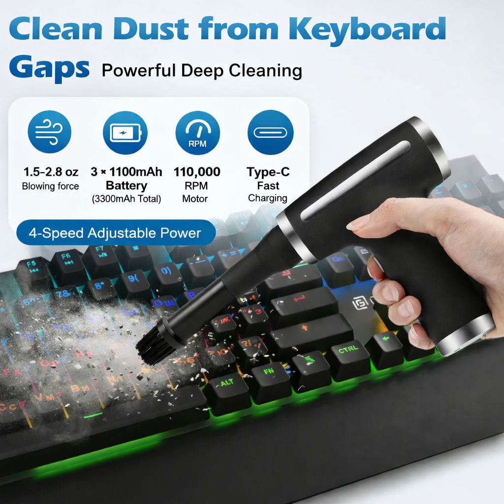 Portable Wireless Air Duster Rechargeable Handheld Cleaner High Speed Dust Blower