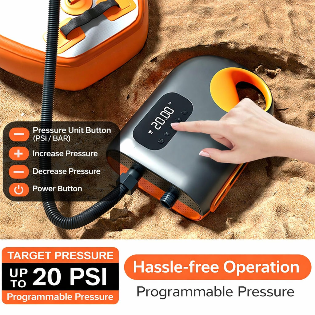 High Speed 12V Electric Air Pump 20PSI Portable Inflator for Outdoor Water Sports