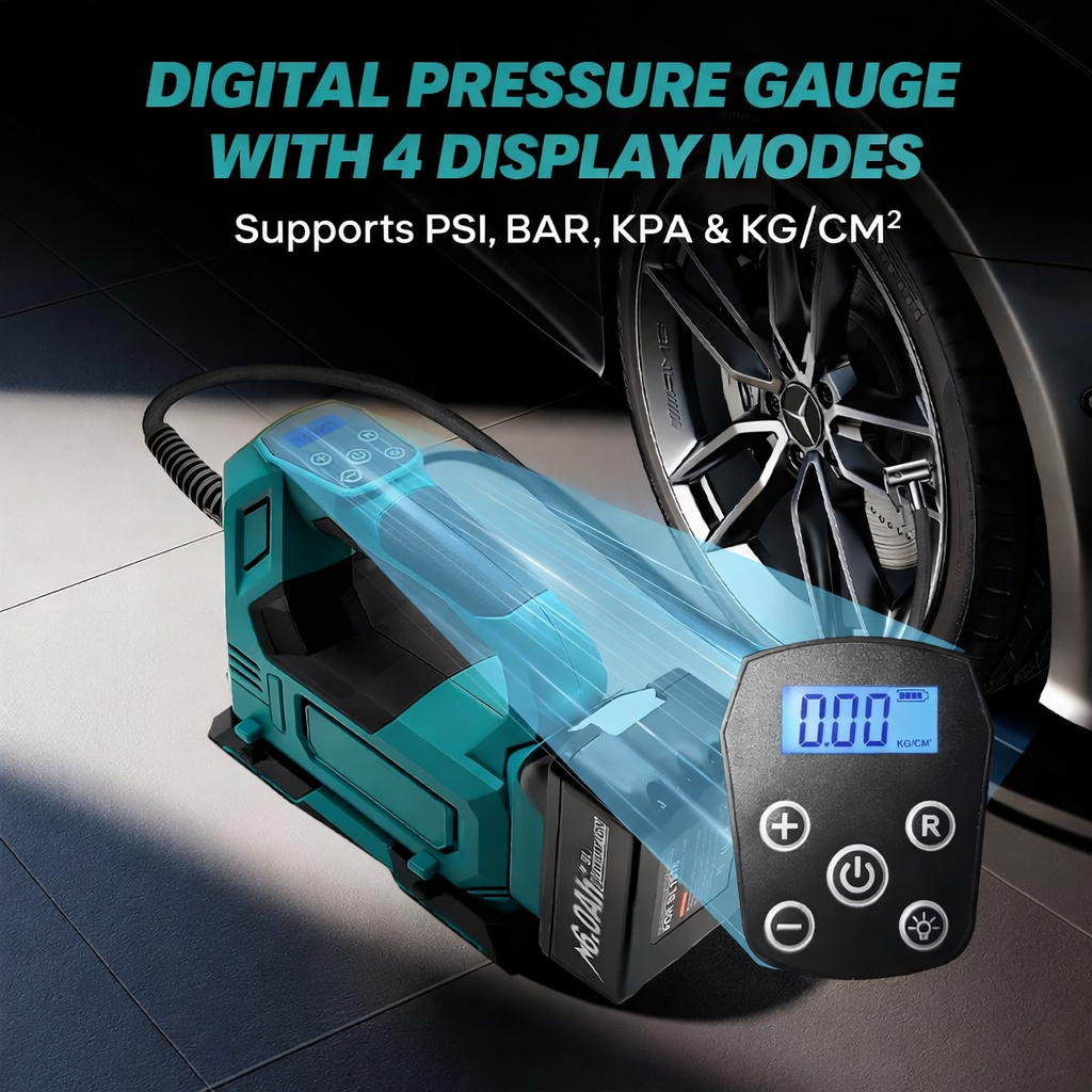 Portable Cordless Air Pump Tire Inflator Compatible with Makita 18V Battery