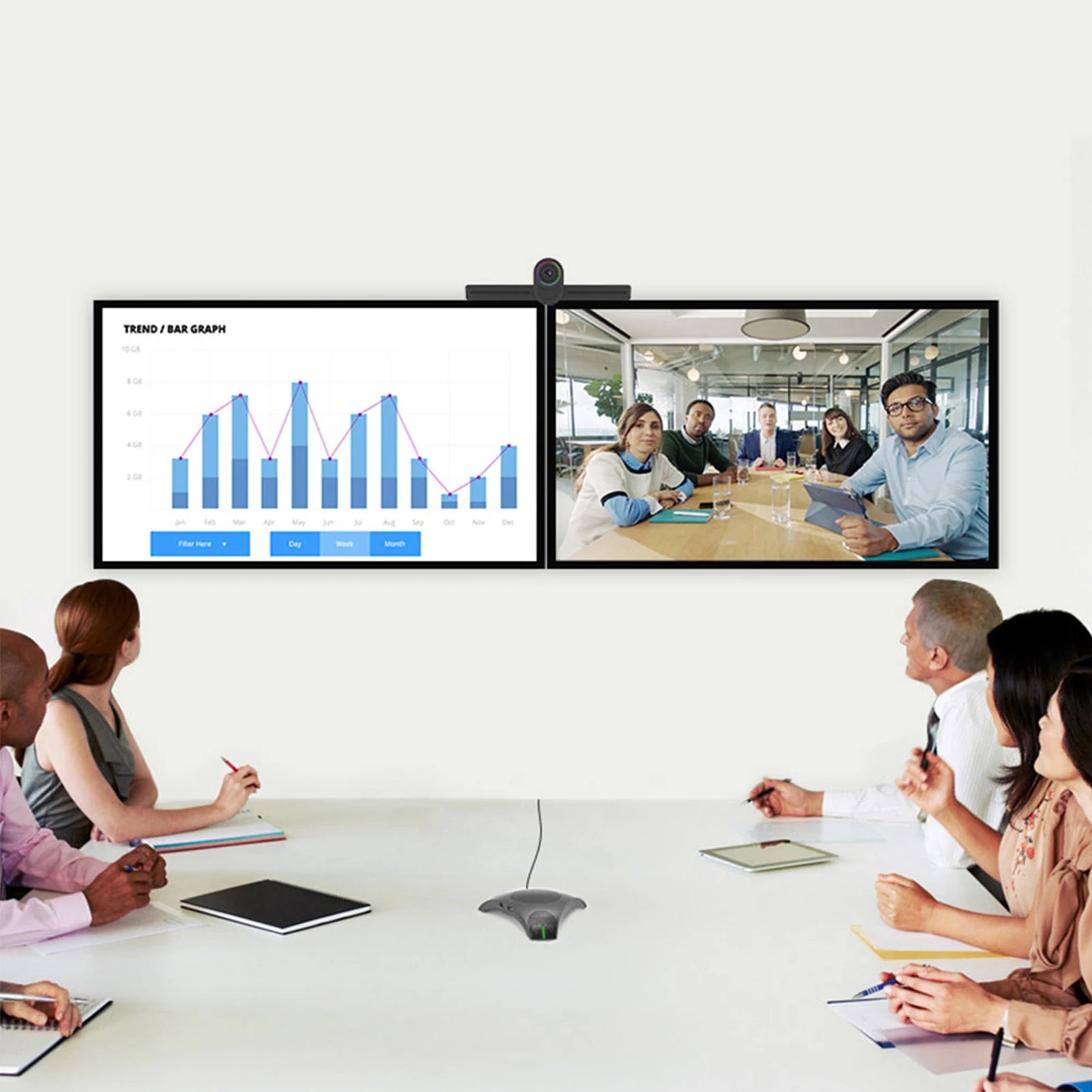 USB Conference Microphone Omnidirectional 360° Voice Pickup with Mute Key