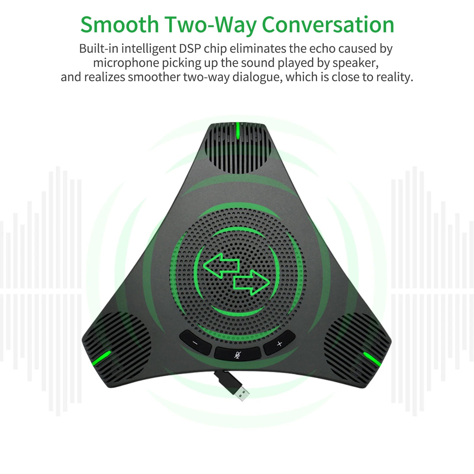 USB Conference Microphone Omnidirectional 360° Voice Pickup with Mute Key