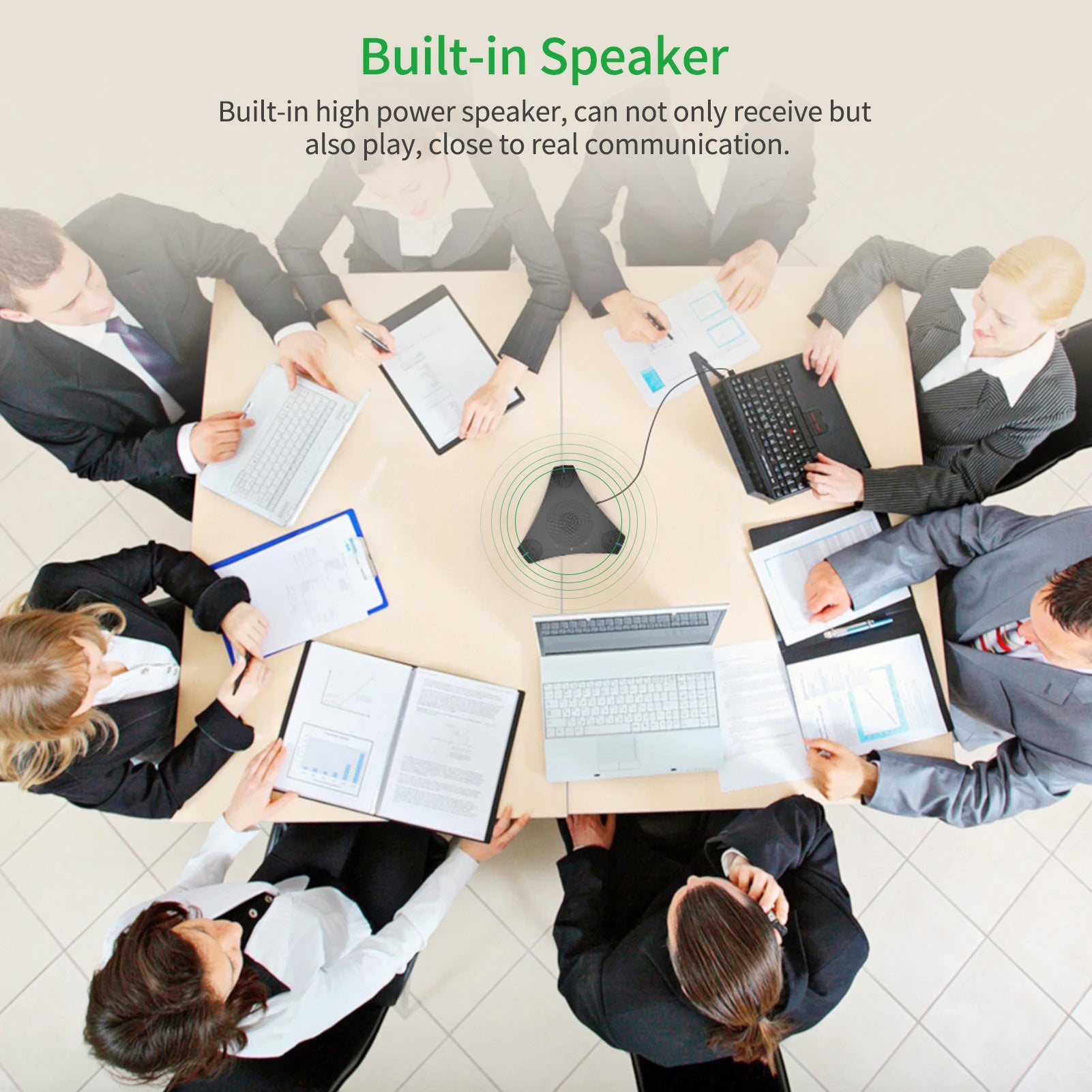 USB Conference Microphone Omnidirectional 360° Voice Pickup with Mute Key