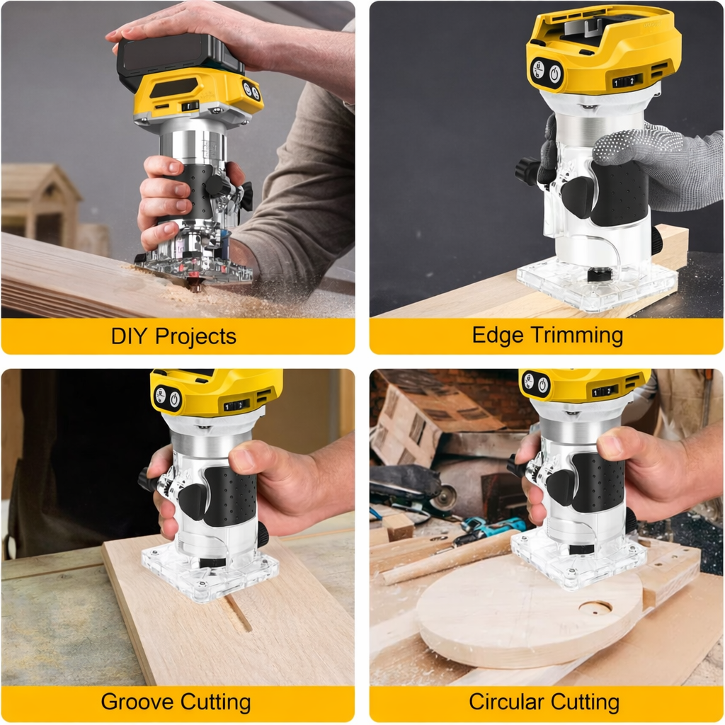 Portable Brushless Wood Trimmer Router 30000RPM Compatible with DeWalt 18V Battery