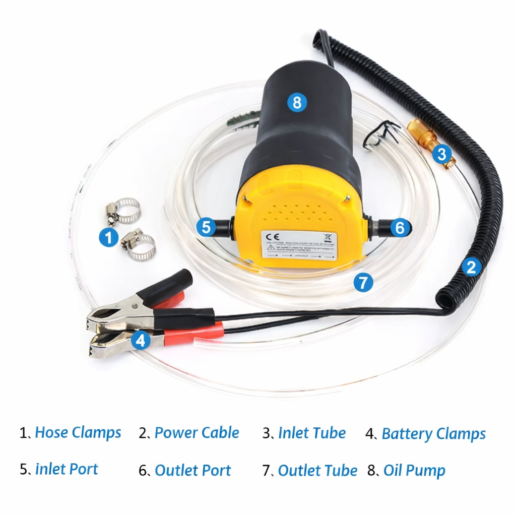 12V Electric Liquid Transfer Pump Kit Portable Oil Diesel Extractor with Clamps