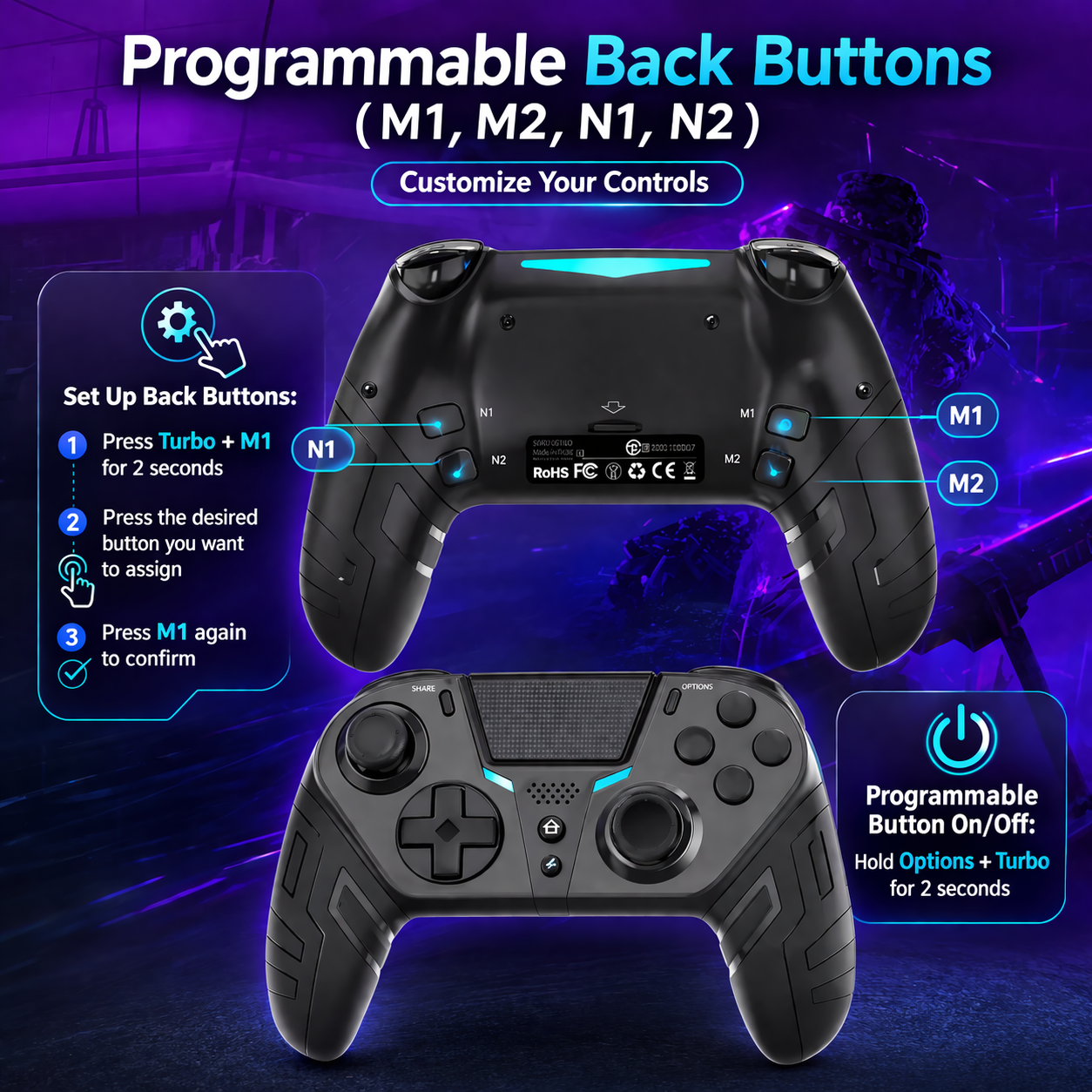 Wireless Bluetooth Controller Compatible with PS4 Console Gamepad Joystick