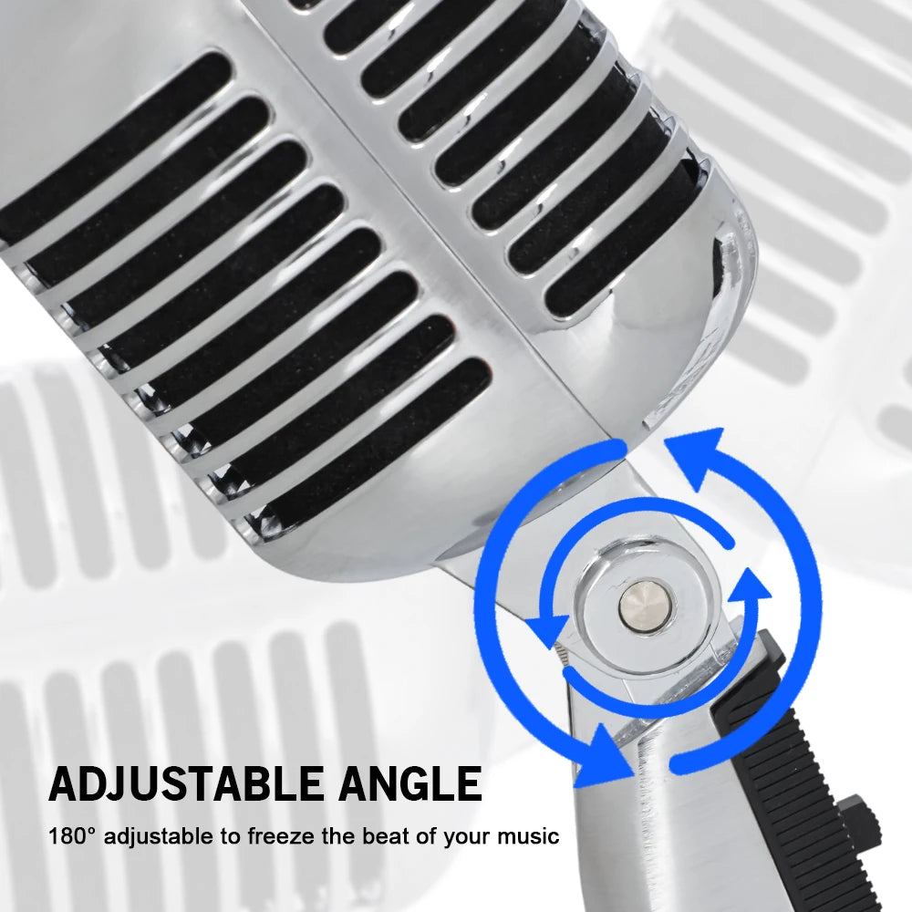Vintage Style Dynamic Microphone Wired Vocal Mic for Karaoke and Live Performance