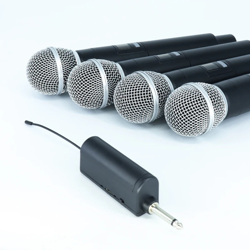 Professional Wireless Handheld Microphone 4 Channel Rechargeable with Carry Case