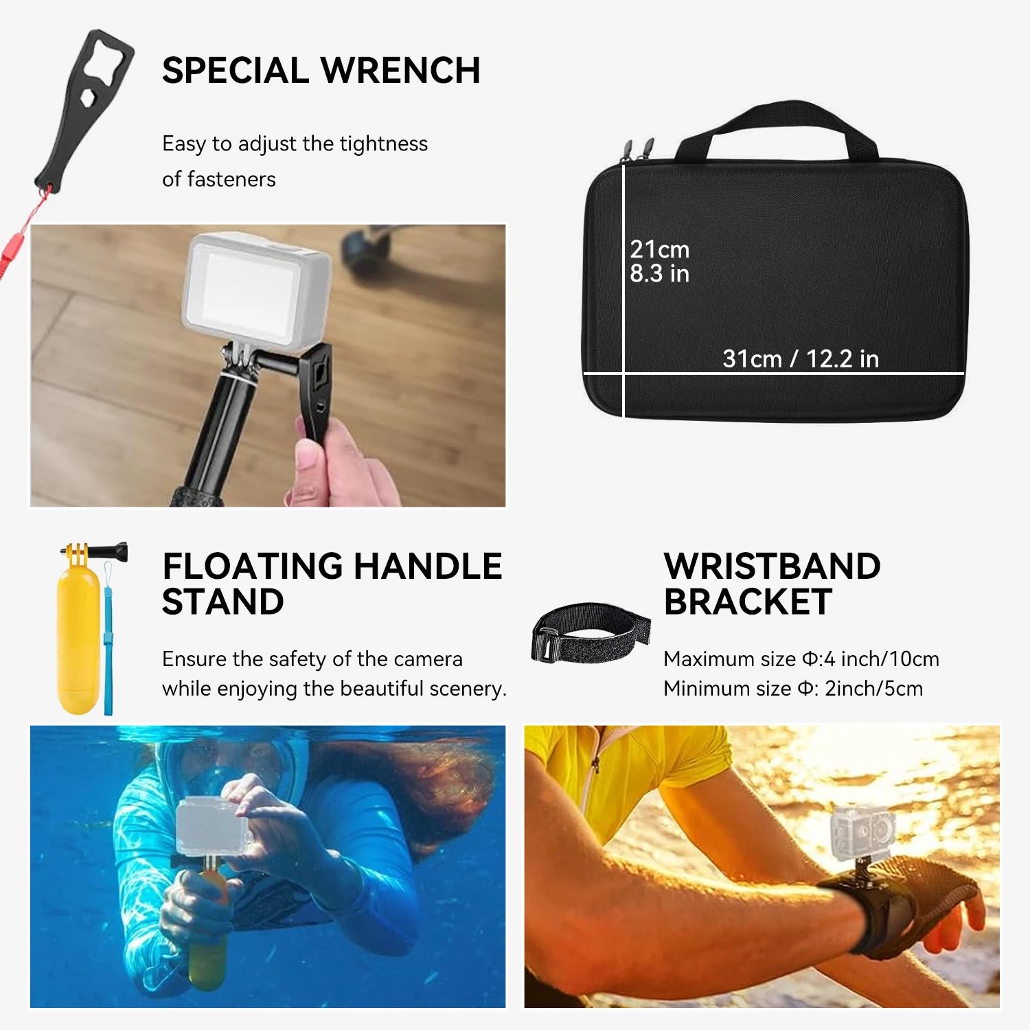50-in-1 Action Camera Mount Kit with Waterproof Case for Bike Helmet Chest and Handheld Use