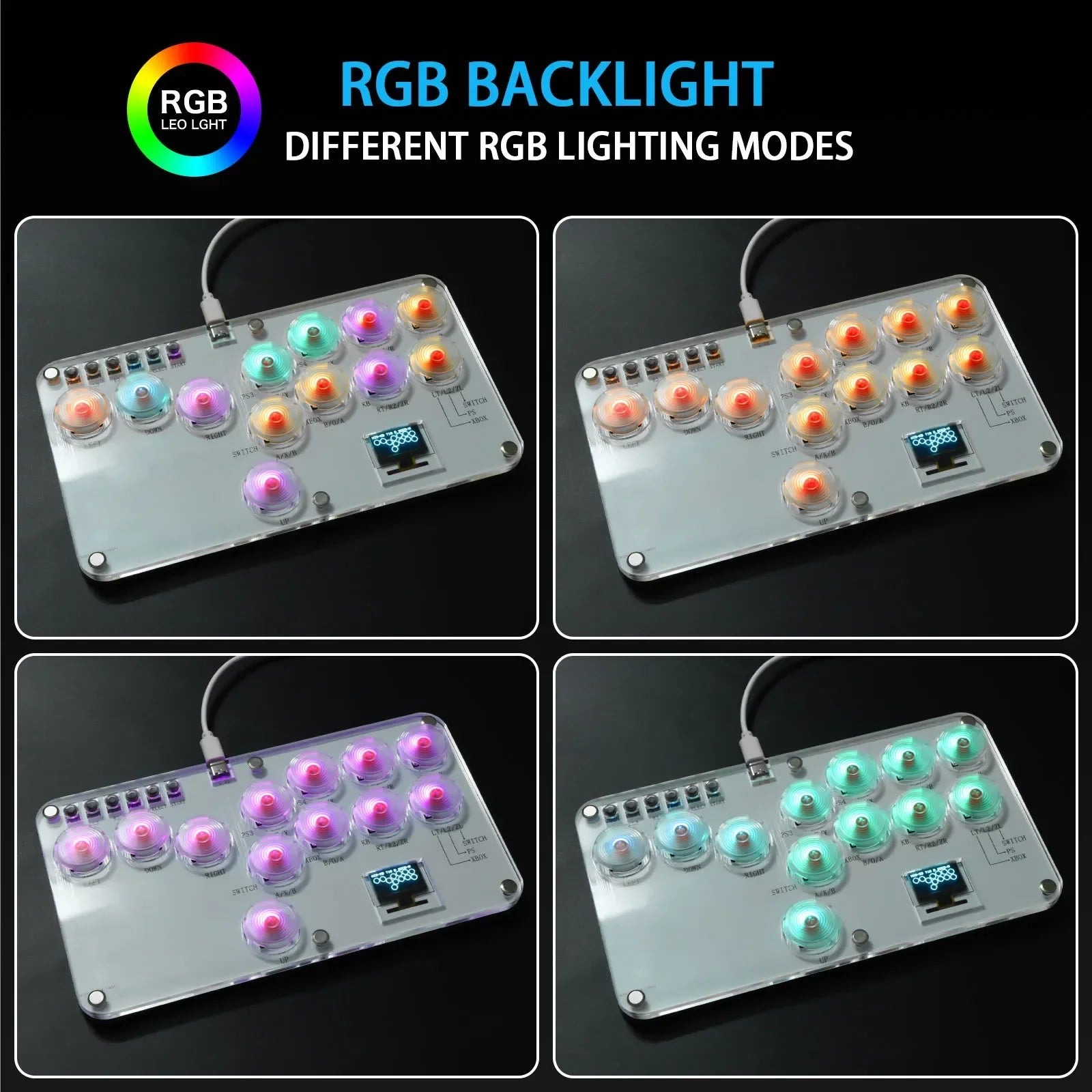 RGB Leverless Arcade Controller 18 Button Fight Stick for PC PS4 PS5 Switch USB