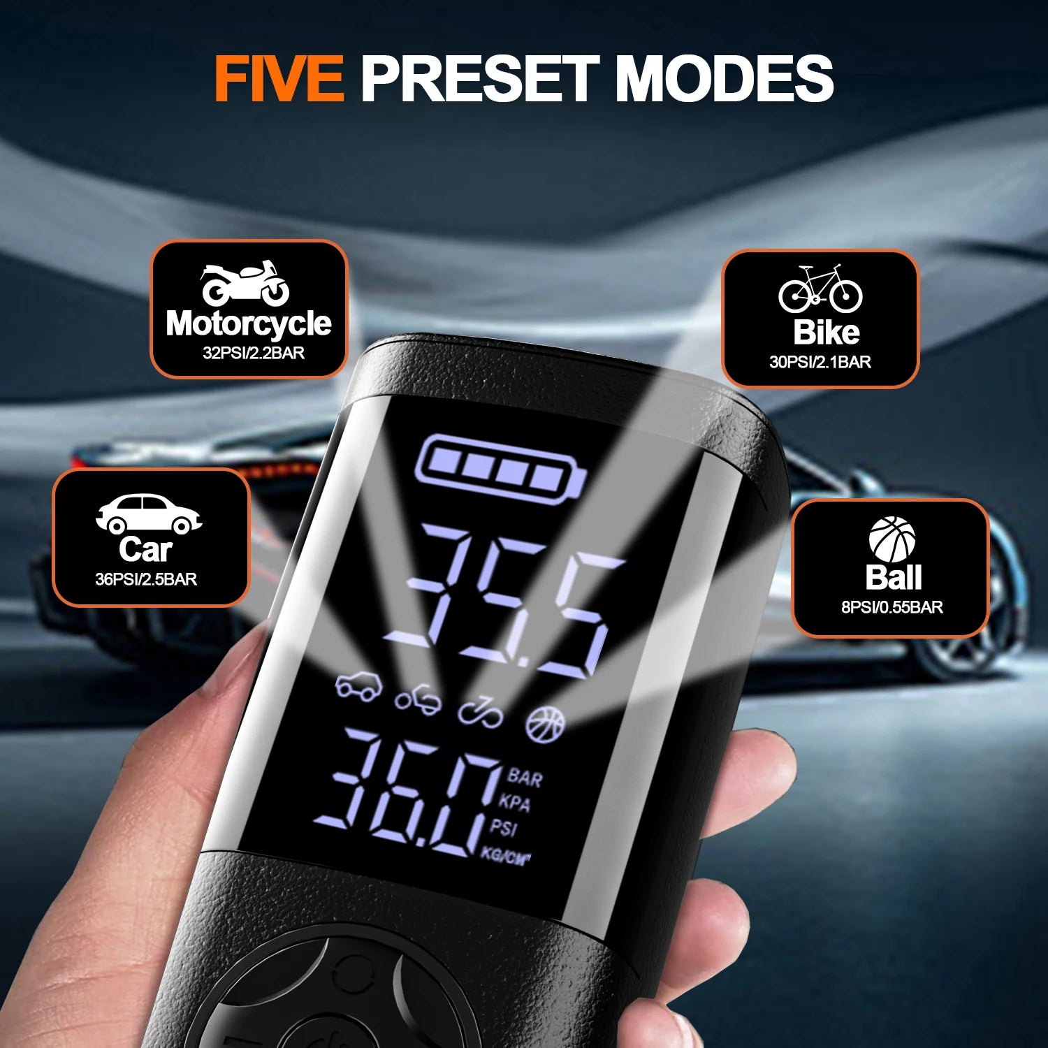 Portable Cordless Air Compressor 150PSI Tire Inflator for Car Bike Ball