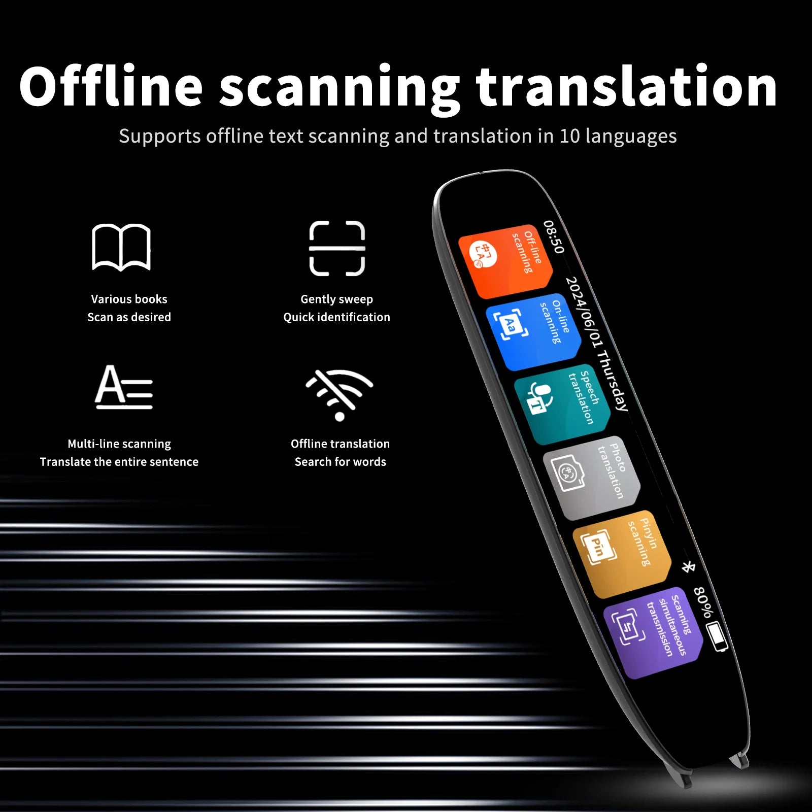 Smart AI Translation Pen with 142 Languages, WiFi and Scan Function for Travel