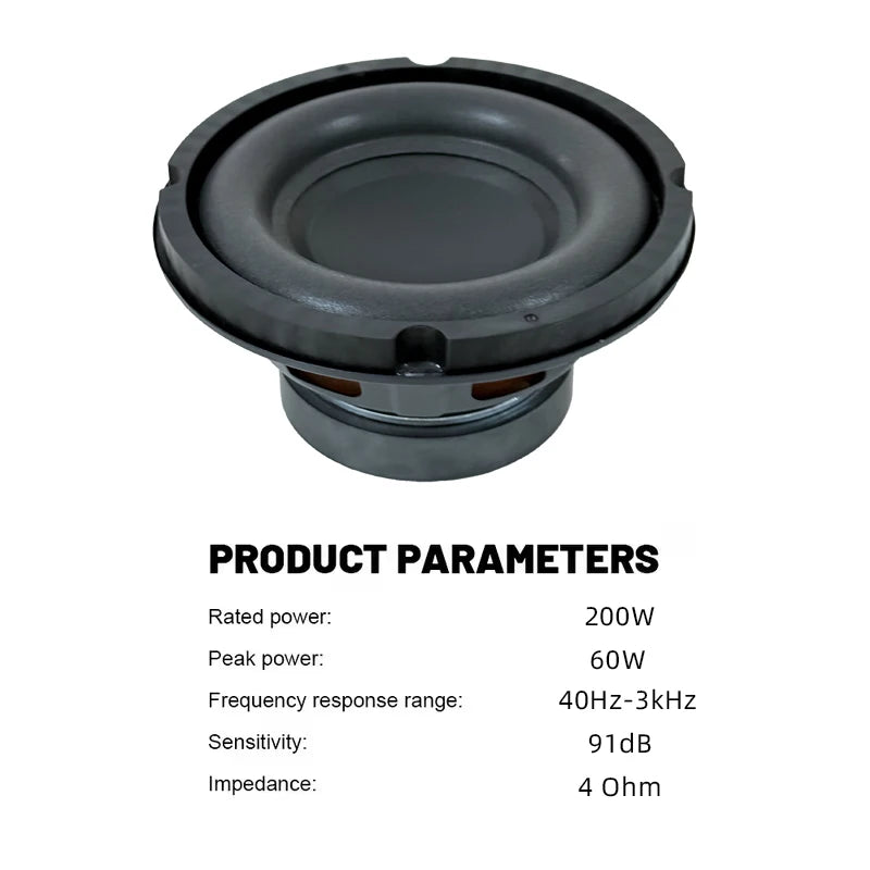 Universal 6.5 Inch Car Subwoofer 200W 4 Ohm Audio Bass Speaker for Vehicle Sound System