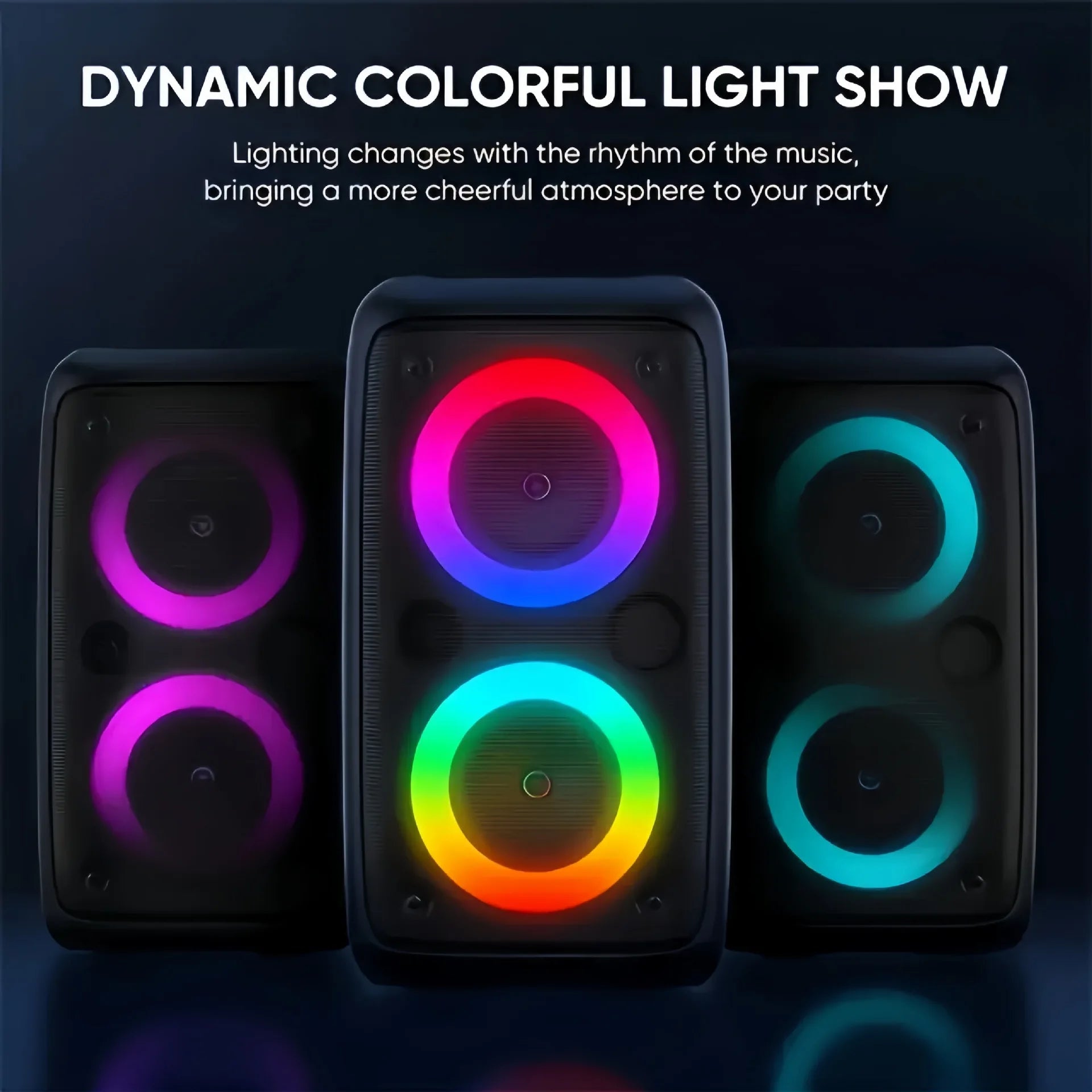 Portable Bluetooth Karaoke Speaker with Wireless Microphone LED Light FM Radio