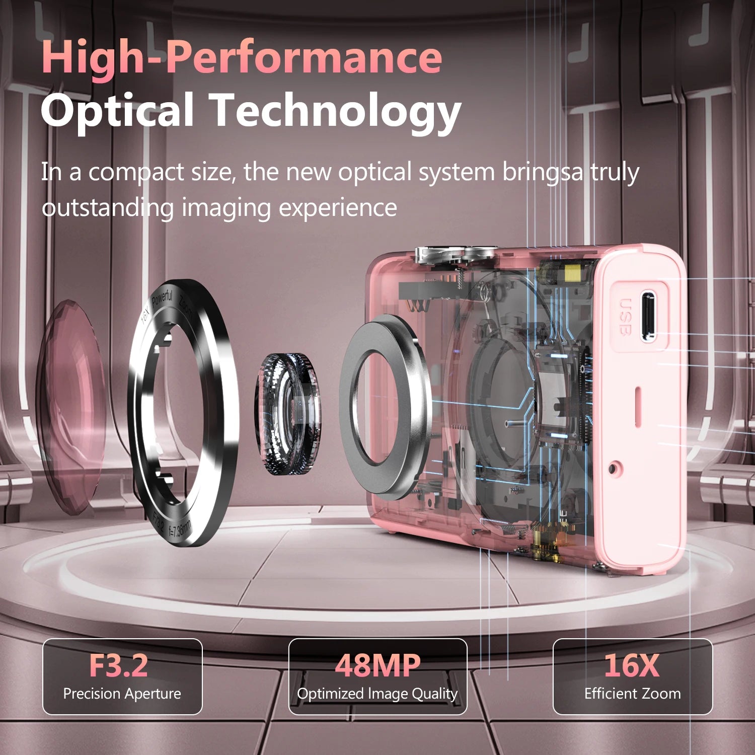 4K Digital Camera with Autofocus 16X Zoom and 2.8 Inch Screen for Photography and Video