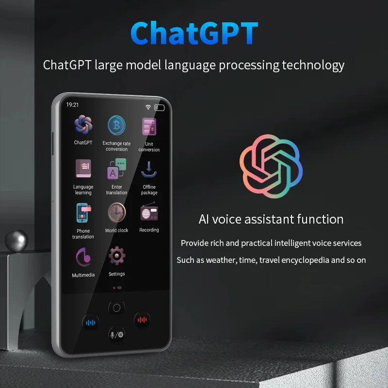 Smart Language Translator 4 Inch Touch Screen Voice Photo Offline Translation Device