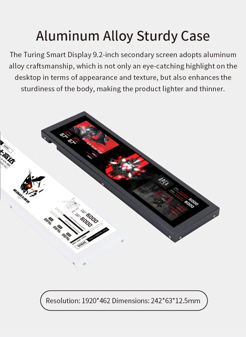 9.2 Inch USB Secondary Screen IPS Display 1920x462 Type-C PC System Monitor Panel