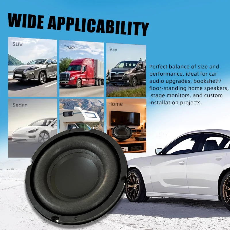 Universal 6.5 Inch Car Subwoofer 200W 4 Ohm Audio Bass Speaker for Vehicle Sound System