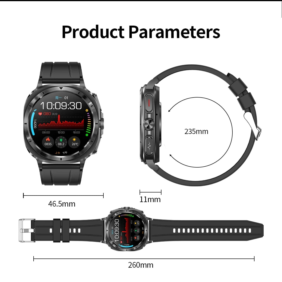 AMOLED 1.43 Inch Smart Watch Bluetooth Call NFC Multi-Sport Tracker IP68 Waterproof