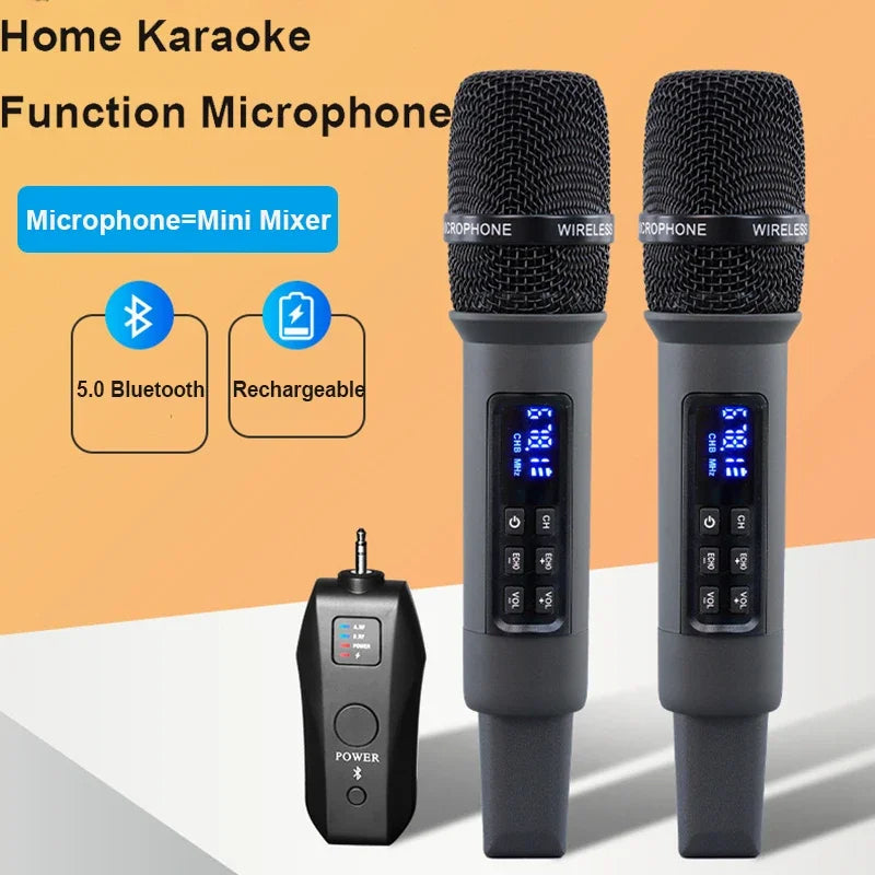 UHF Wireless Karaoke Microphone with Receiver Bluetooth Audio Mic with 3.5mm Adapter