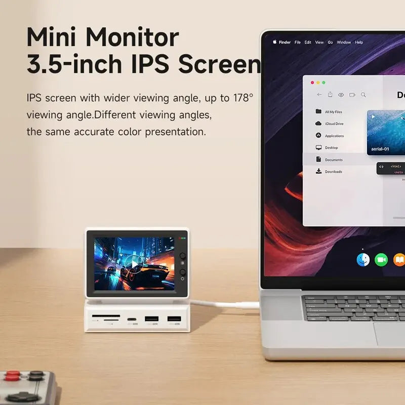 Mini 3.5 Inch IPS Display USB C Hub System Monitor Screen for Laptop PC