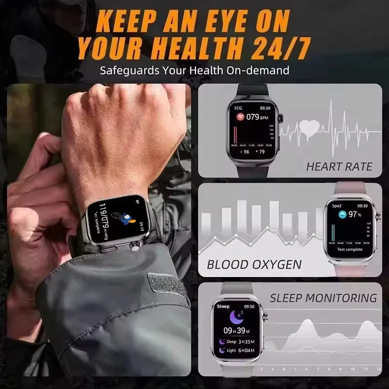 Smart Fitness Watch with AMOLED Display, Heart Rate Tracking, Bluetooth Call, Waterproof