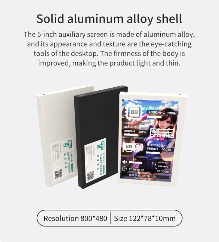 Portable 5 Inch IPS LCD Secondary Display USB Type-C PC CPU GPU Monitor Screen