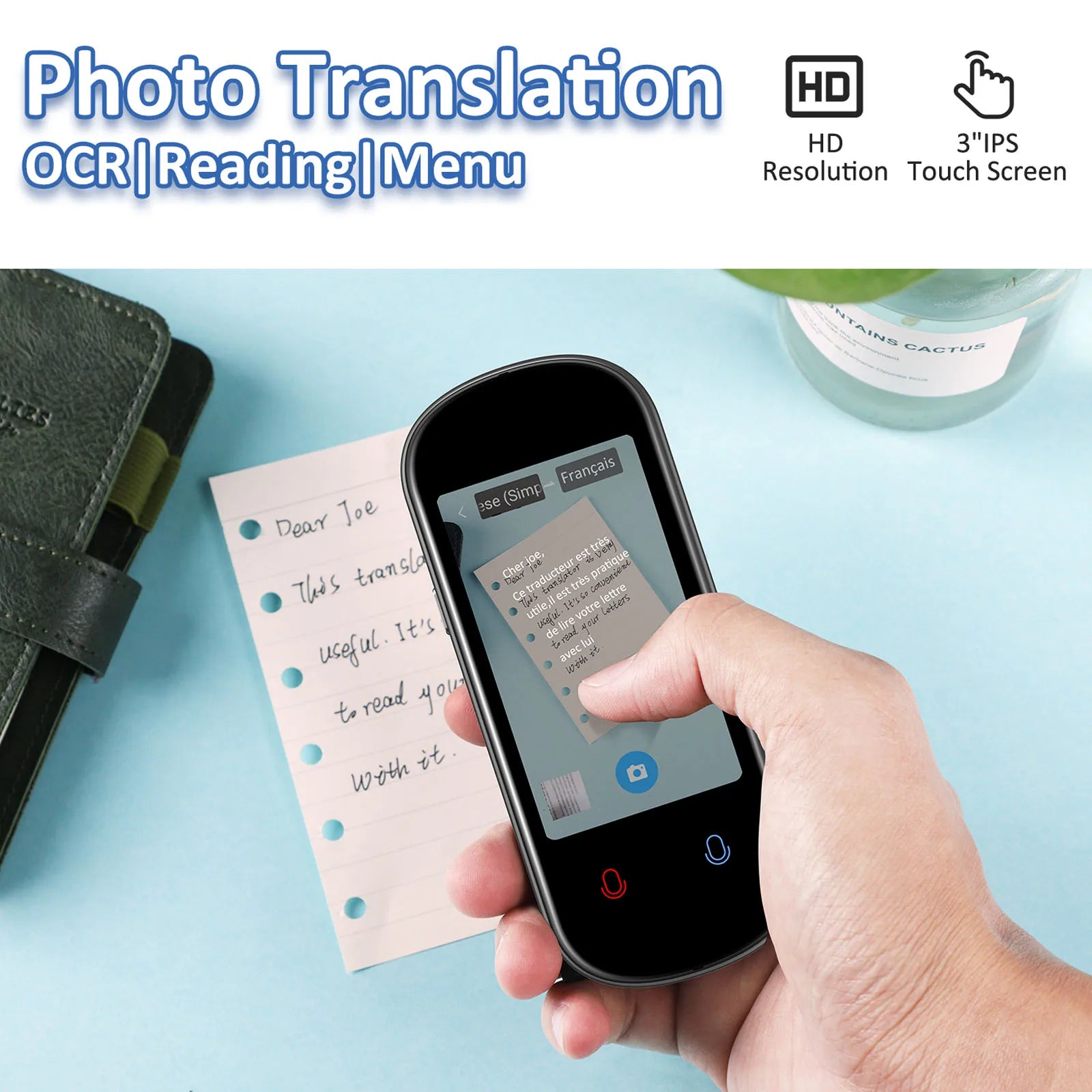 Portable Voice Translator Device 3.1 Inch Touch Screen Real Time Language Translator with Camera