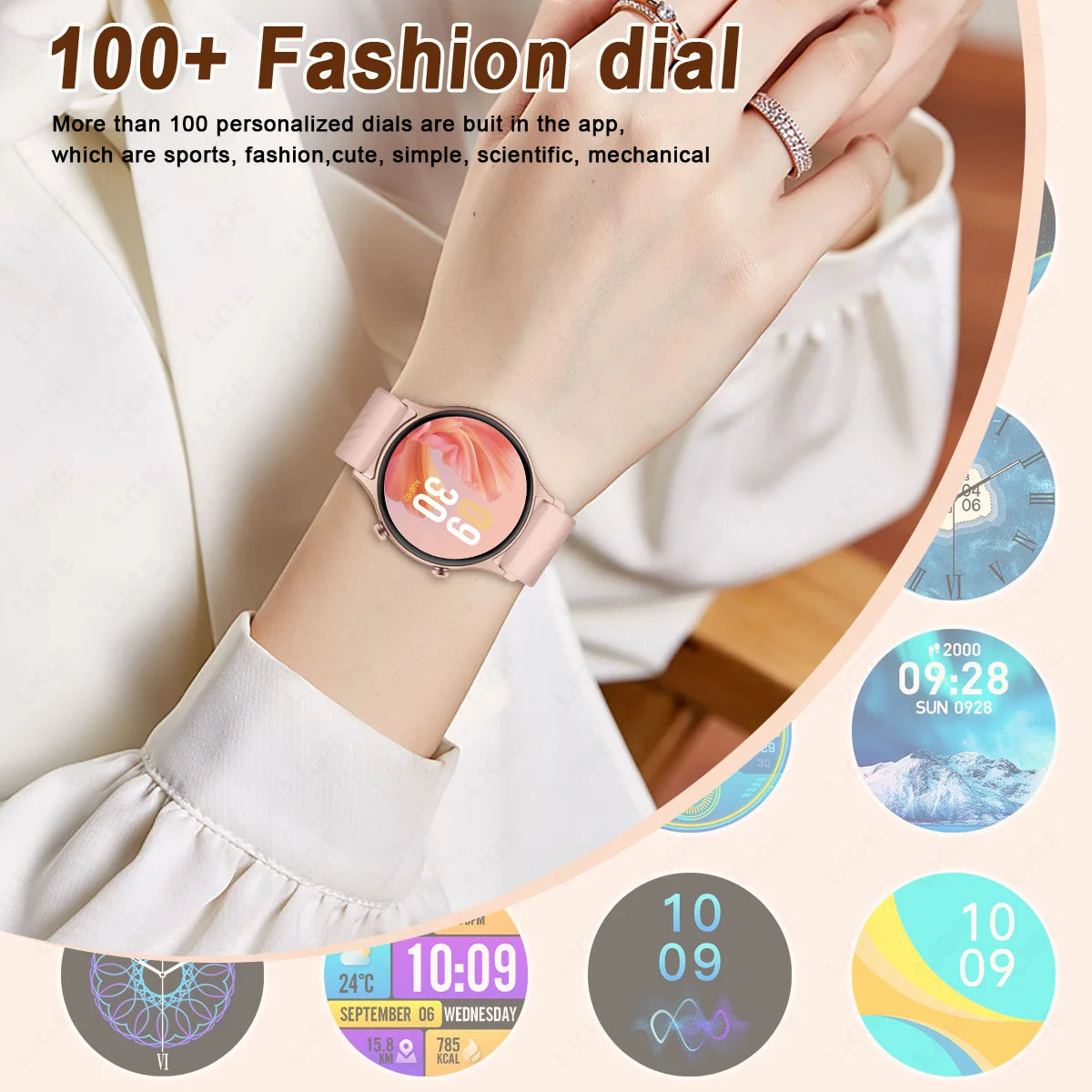 AMOLED Smart Watch with Bluetooth Call, Waterproof Fitness Tracker, Rechargeable Design
