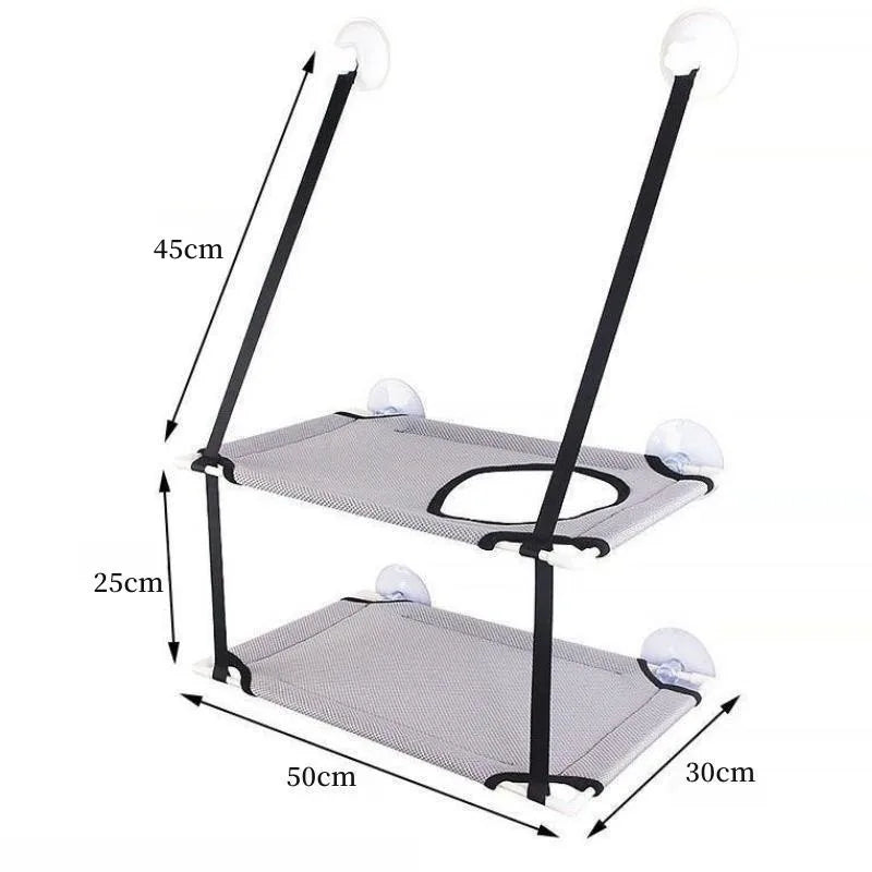 Light Gray Double Layer Cat Window Hammock Bed Suction Cup Hanging Pet Window Seat