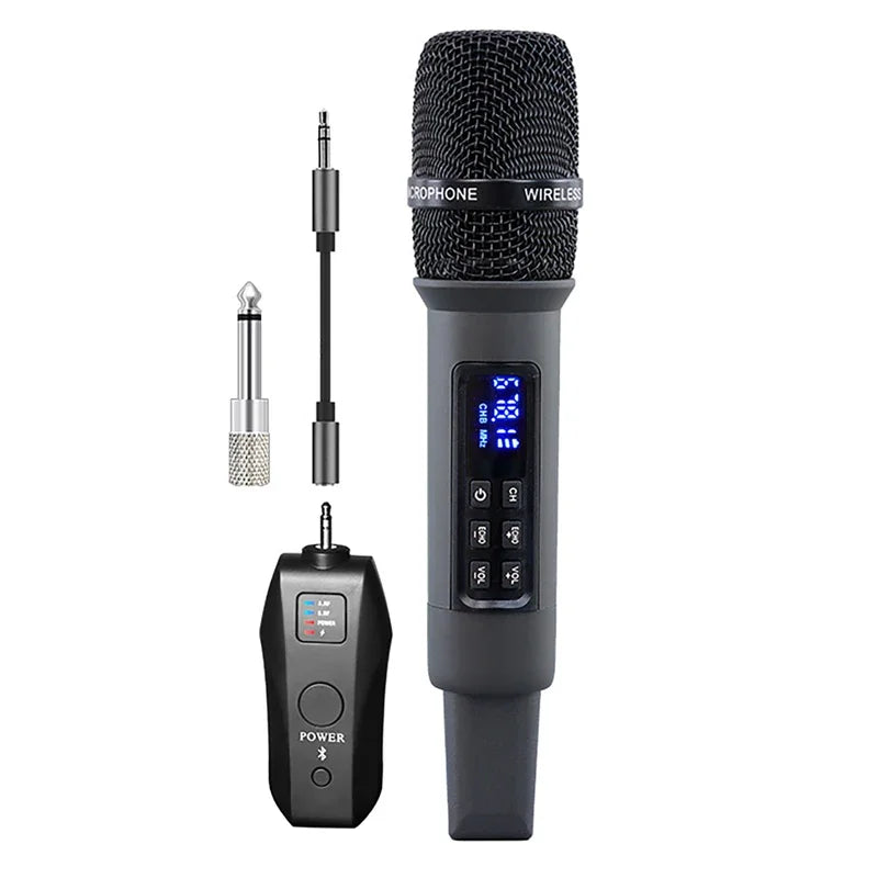 UHF Wireless Karaoke Microphone with Receiver Bluetooth Audio Mic with 3.5mm Adapter