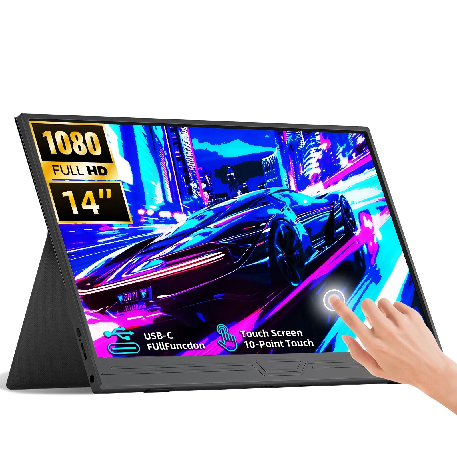 14 Inch Full HD Portable Monitor 1920x1080 IPS Screen 60Hz with Speakers and Case