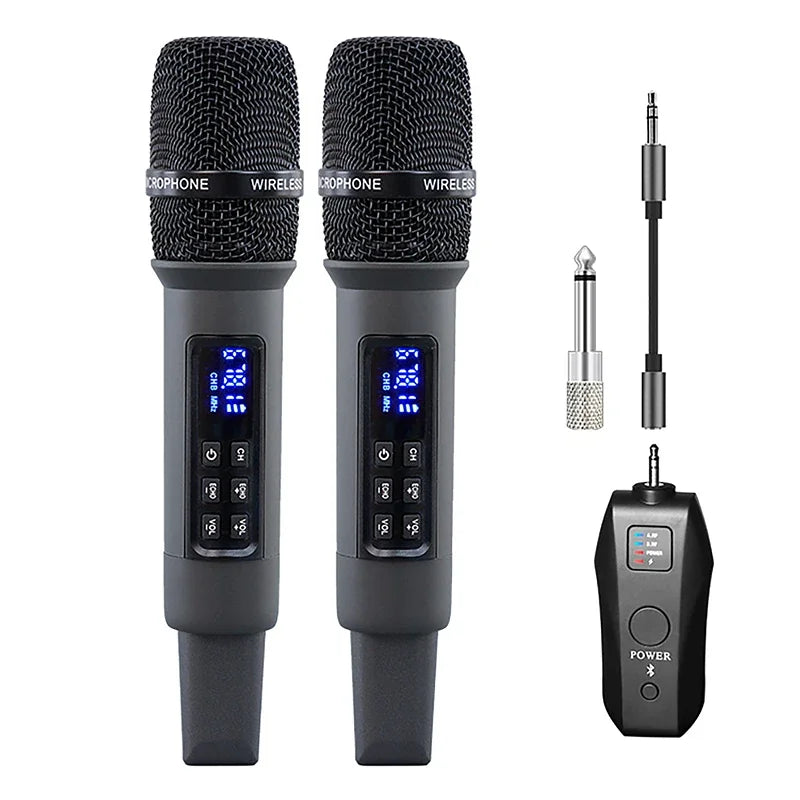 UHF Wireless Karaoke Microphone with Receiver Bluetooth Audio Mic with 3.5mm Adapter