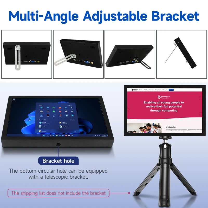 7 Inch Portable Display IPS Monitor HDMI VGA AV Input with Stand