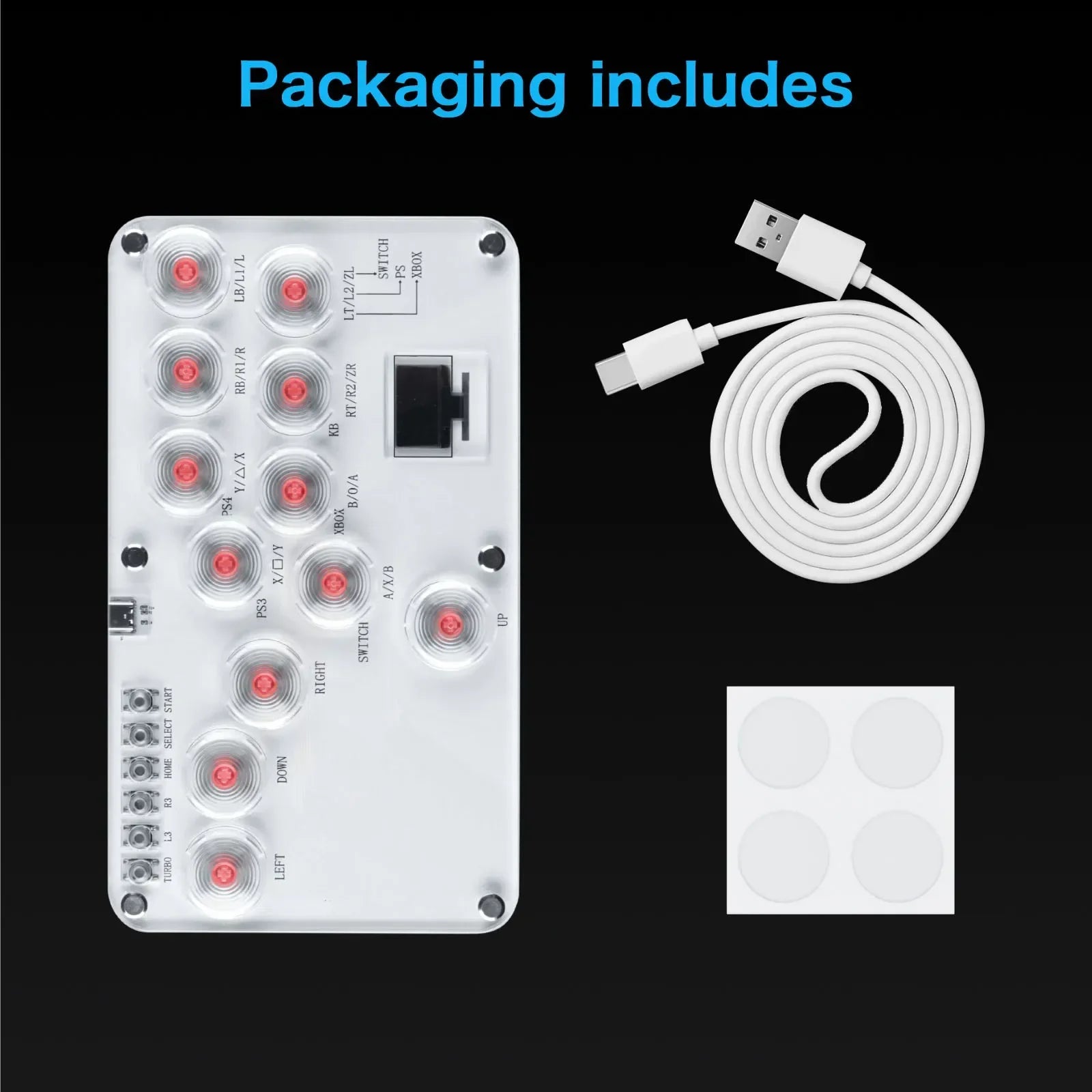 RGB Leverless Arcade Controller 18 Button Fight Stick for PC PS4 PS5 Switch USB