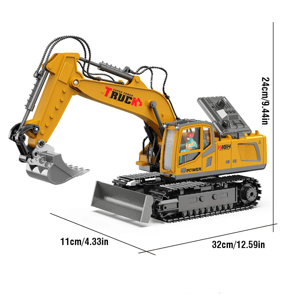 1/18 RC Excavator RC Construction Vehicle with 17 Channels Sound Lights and 680° Rotation