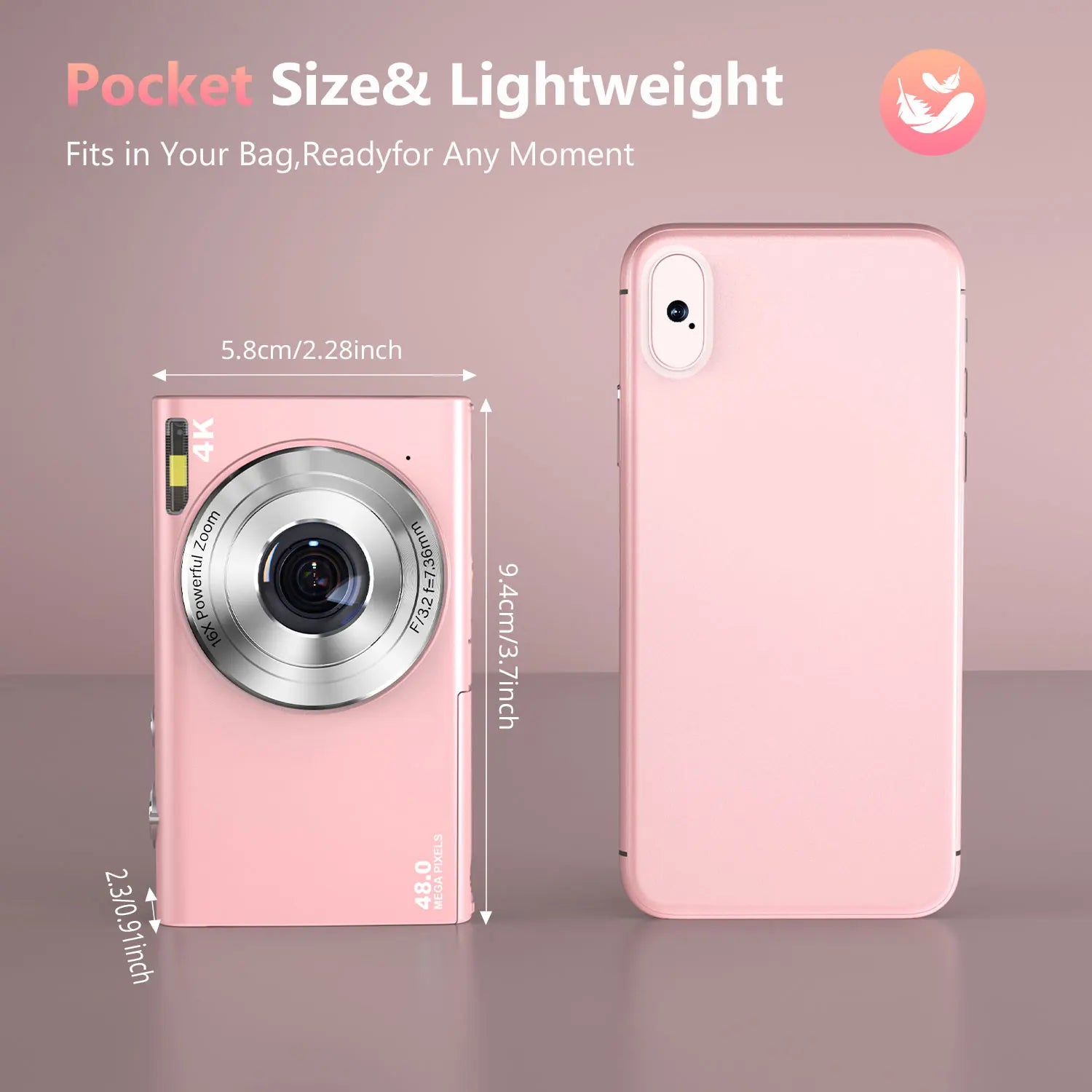 4K Digital Camera with Autofocus 16X Zoom and 2.8 Inch Screen for Photography and Video