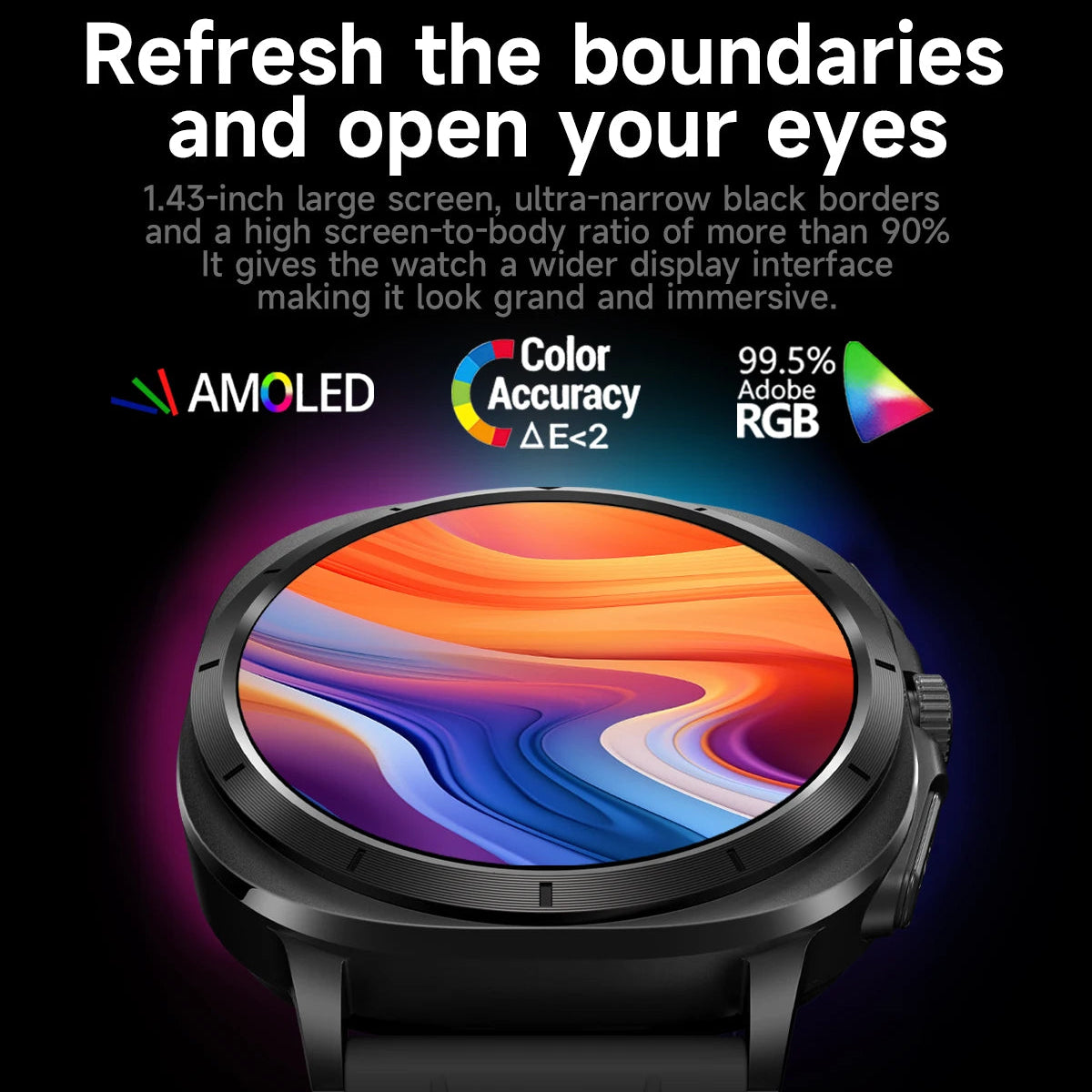 AMOLED 1.43 Inch Smart Watch Bluetooth Call NFC Multi-Sport Tracker IP68 Waterproof