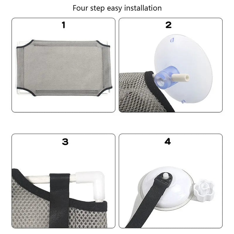 Light Gray Double Layer Cat Window Hammock Bed Suction Cup Hanging Pet Window Seat