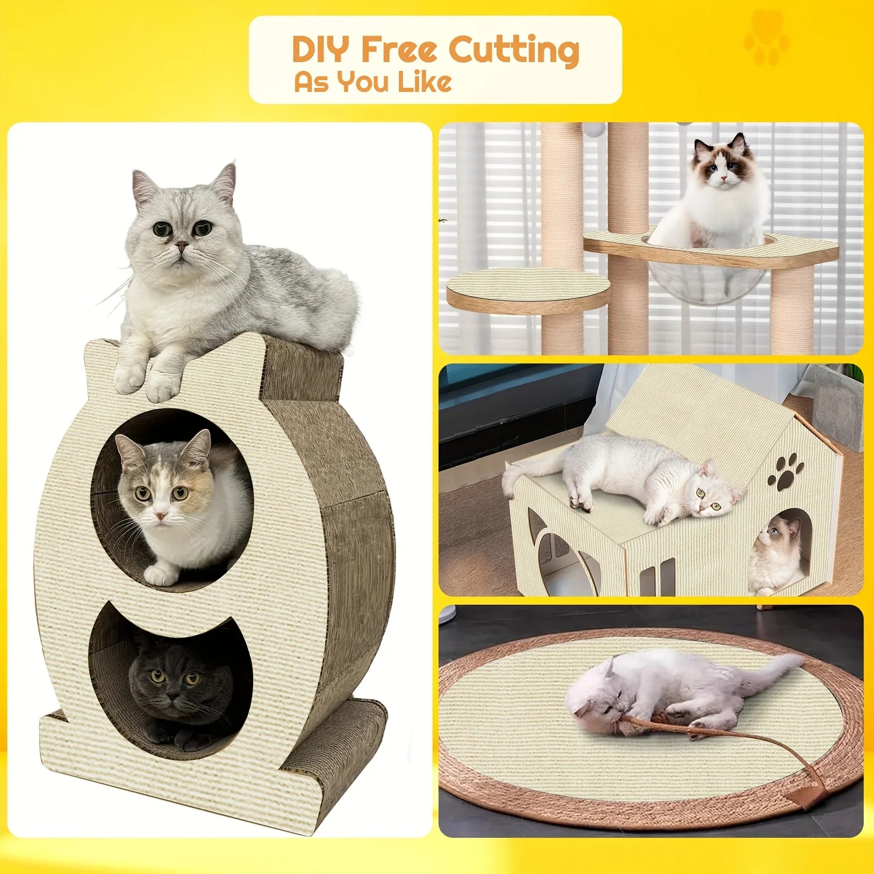 Light Gray Trimmable Cat Scratch Mat Self Adhesive Furniture Protector Pad