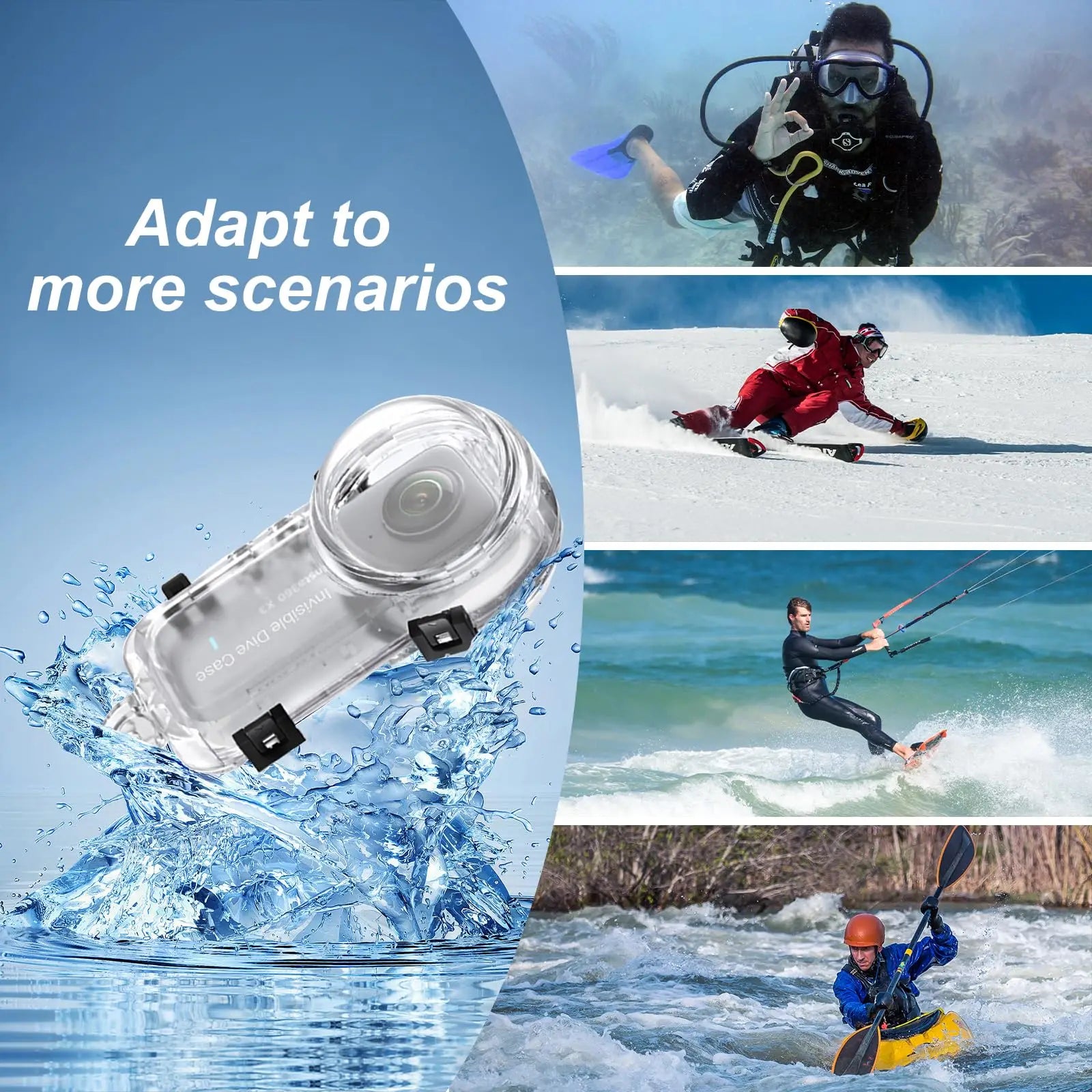Waterproof Camera Dive Housing 50m Protective Case with Anti-Fog Pads and Mount Screw
