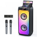 Wireless Karaoke Machine with Dual Microphones Portable Speaker LED Light USB Powered