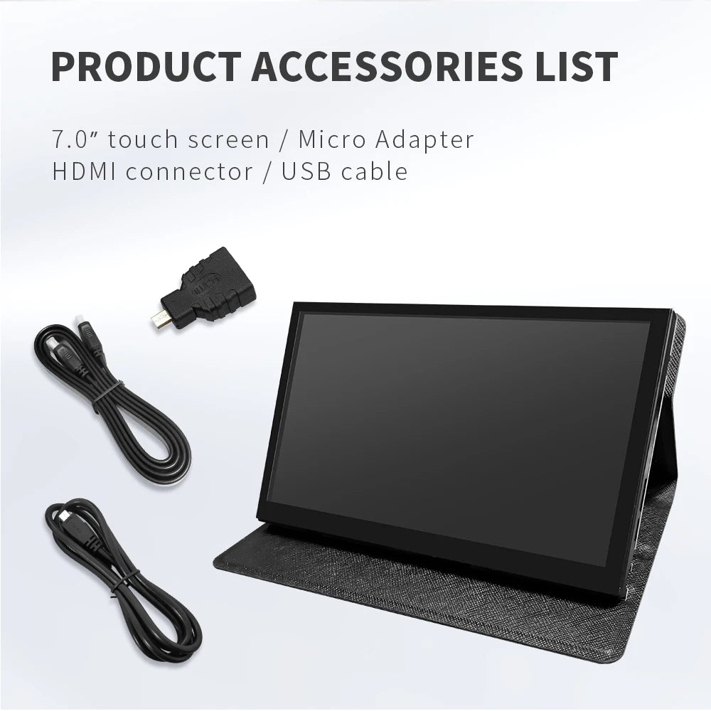 7 Inch IPS Touch Screen Monitor HDMI Compatible 1024x600 Portable Display with Case