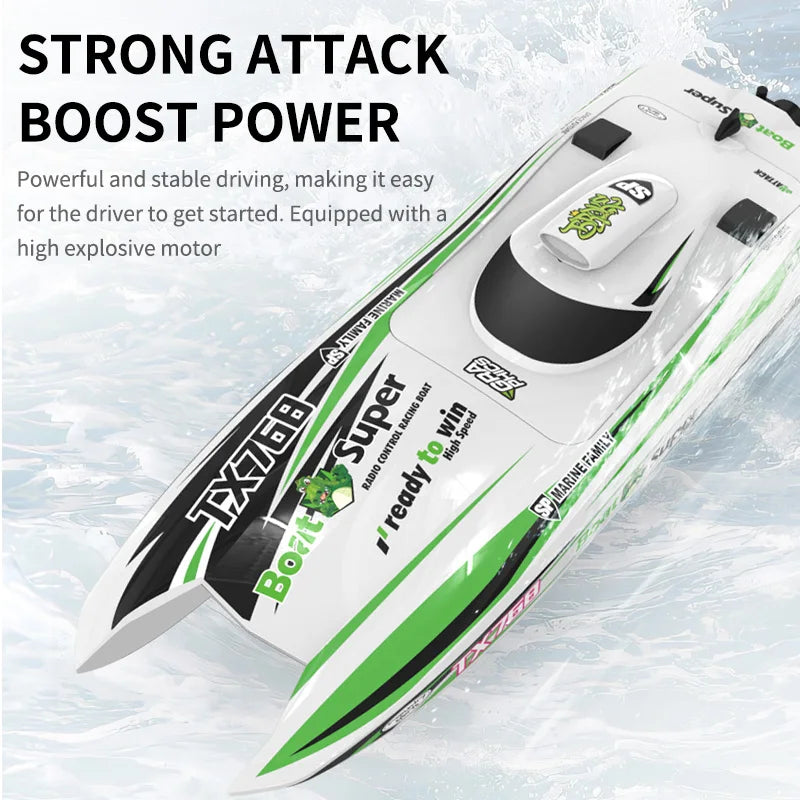 High Speed RC Boat 2.4GHz Remote Control Speedboat with Brushless Motor and 30km/h Top Speed